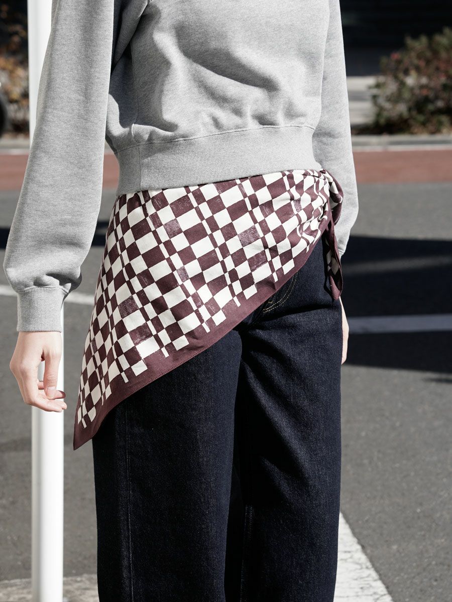 Cotton Silk Checkered Scarf[NAVY] | 1LDK (ワンエルディーケー) 公式