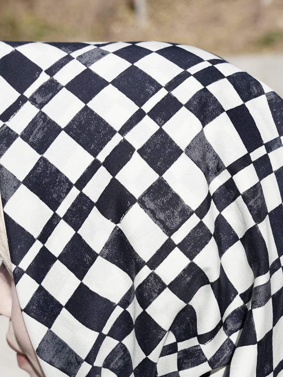 Cotton Silk Checkered Scarf[NAVY] | 1LDK (ワンエルディーケー) 公式