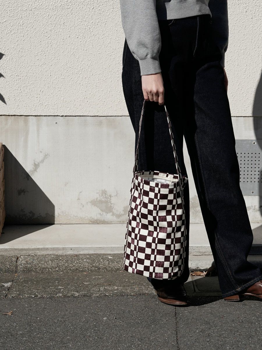 Checkered Bucket Tote Bag[BURGUNDY] | 1LDK (ワンエルディーケー