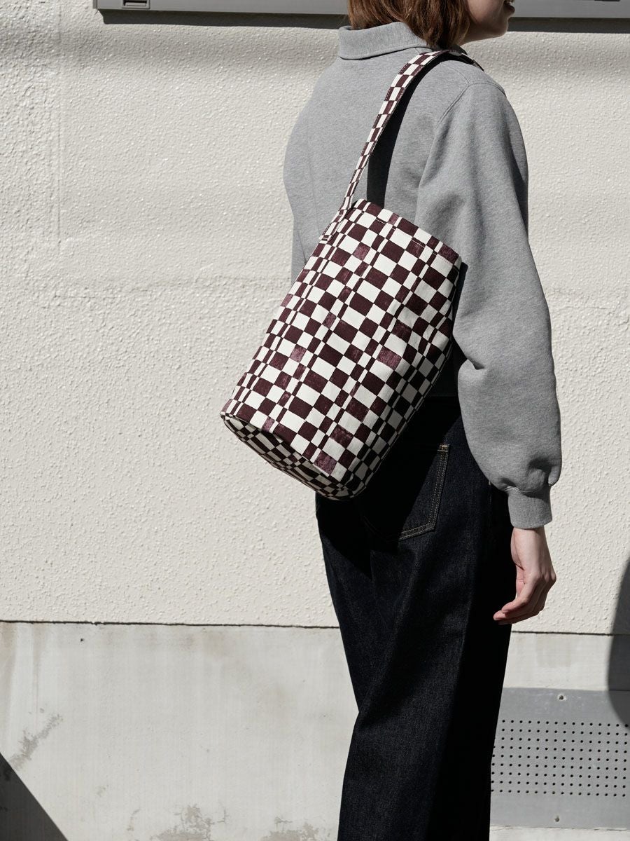 Checkered Bucket Tote Bag[BURGUNDY] | 1LDK (ワンエルディーケー