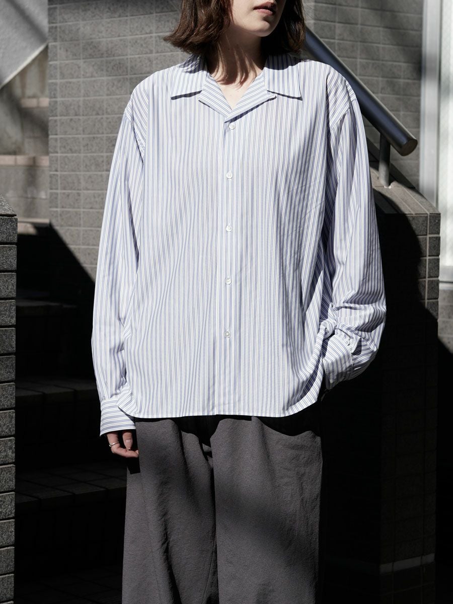 46G Stripe Delta Shirt[SAX BLACK] | 1LDK (ワンエルディーケー) 公式