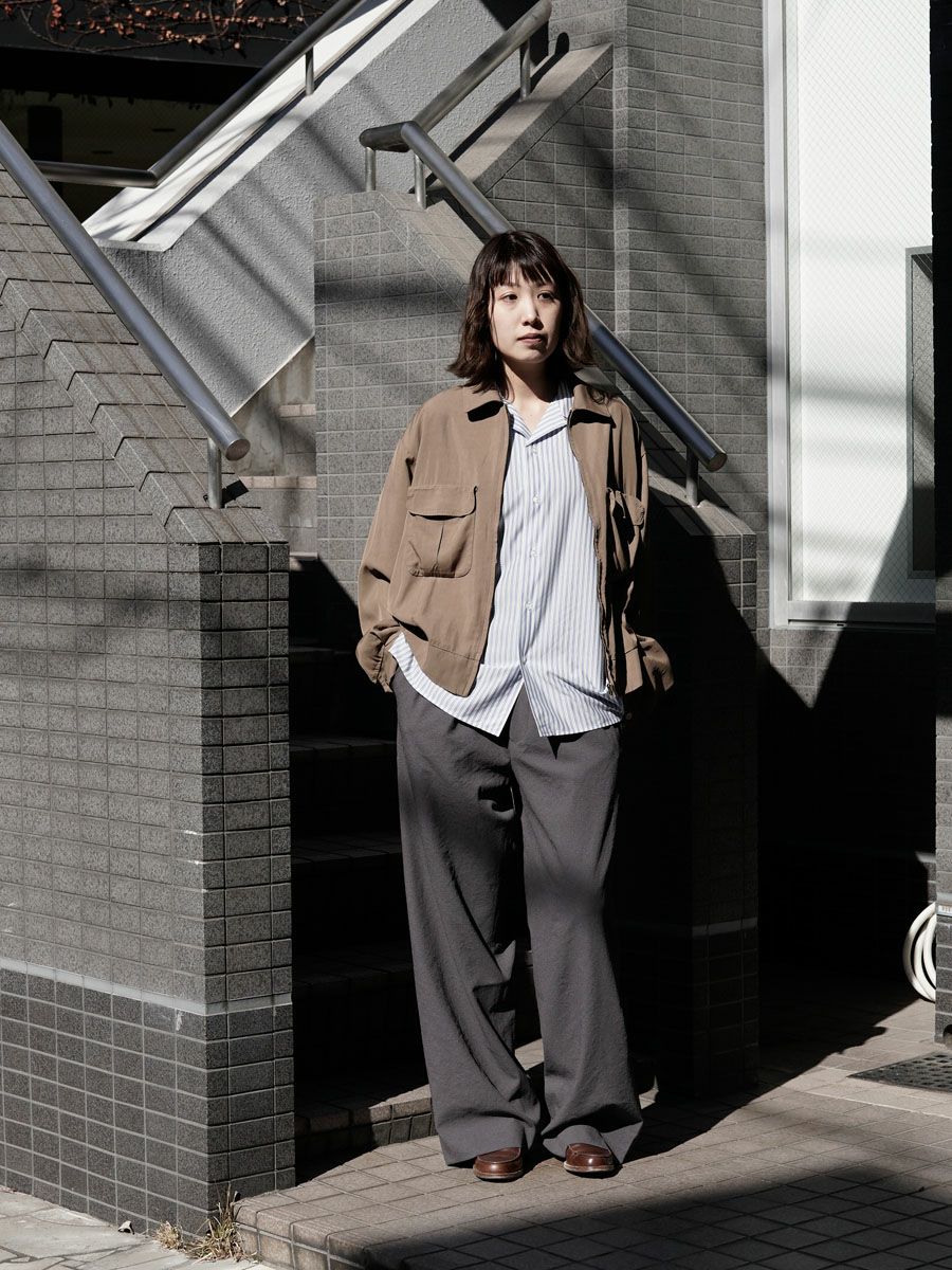 46G Stripe Delta Shirt[SAX BLACK] | 1LDK (ワンエルディーケー) 公式
