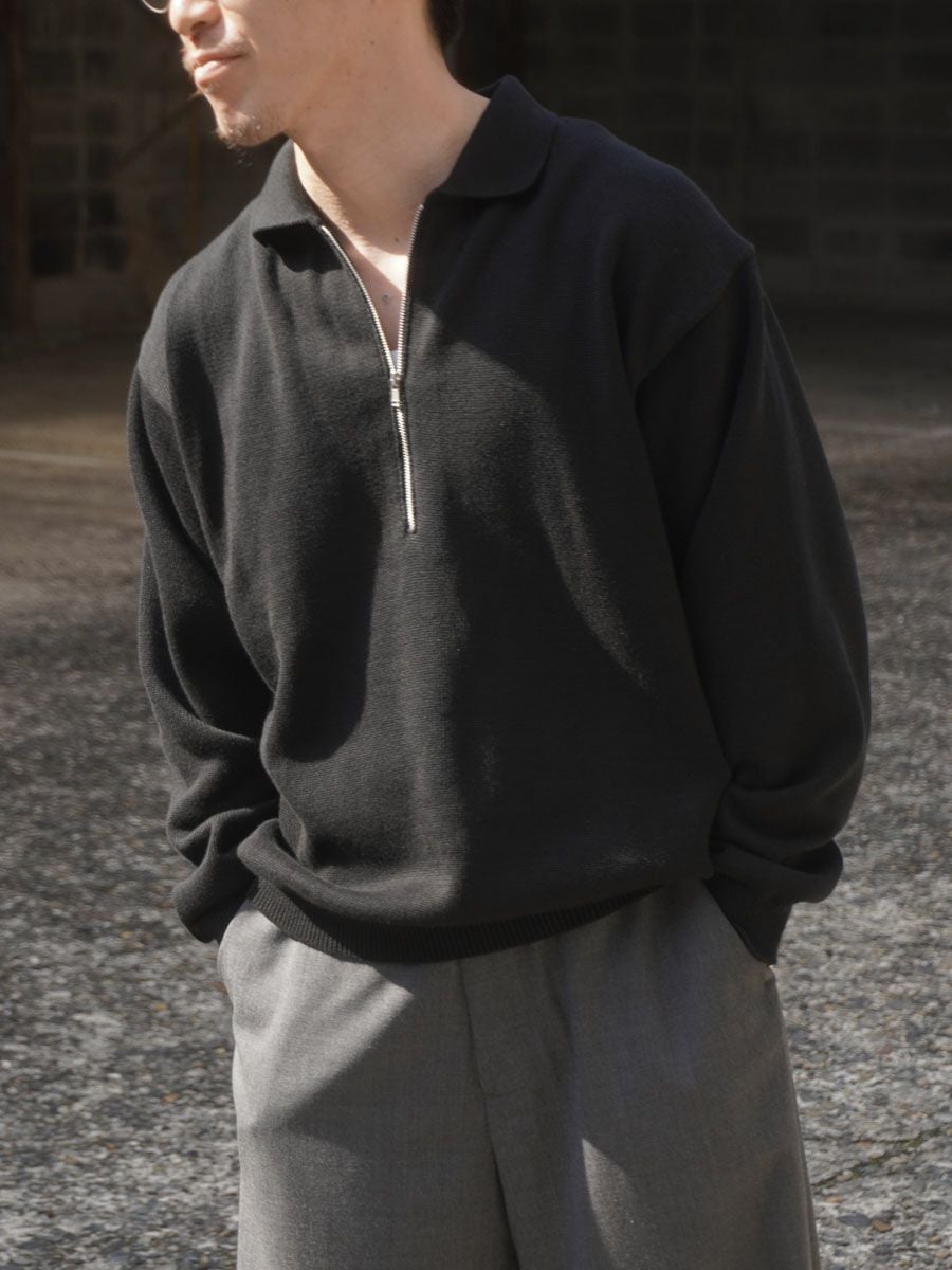 COTTON KNIT HALF ZIP[BLACK] | 1LDK (ワンエルディーケー) 公式サイト