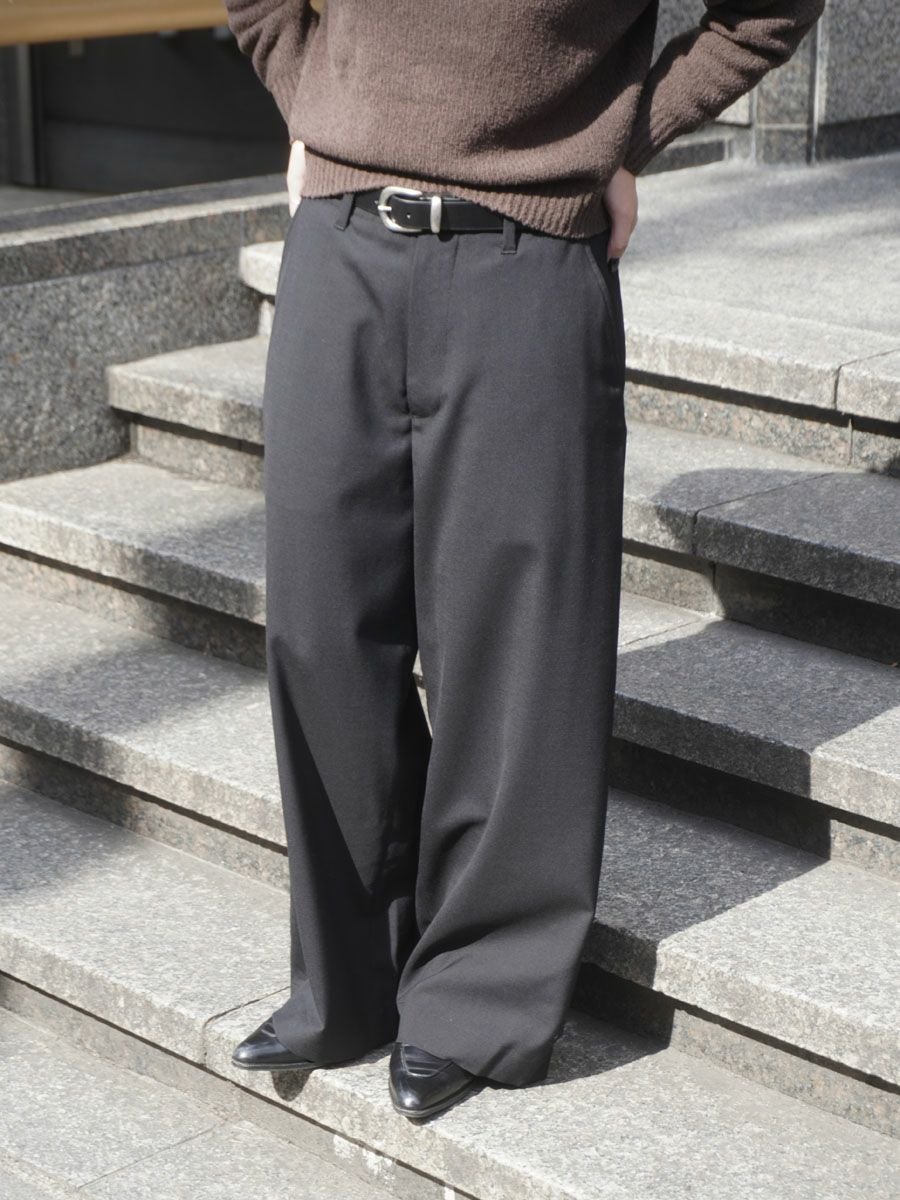 SUMMER WOOL WIDE TROUSERS[BLACK] | 1LDK (ワンエルディーケー) 公式