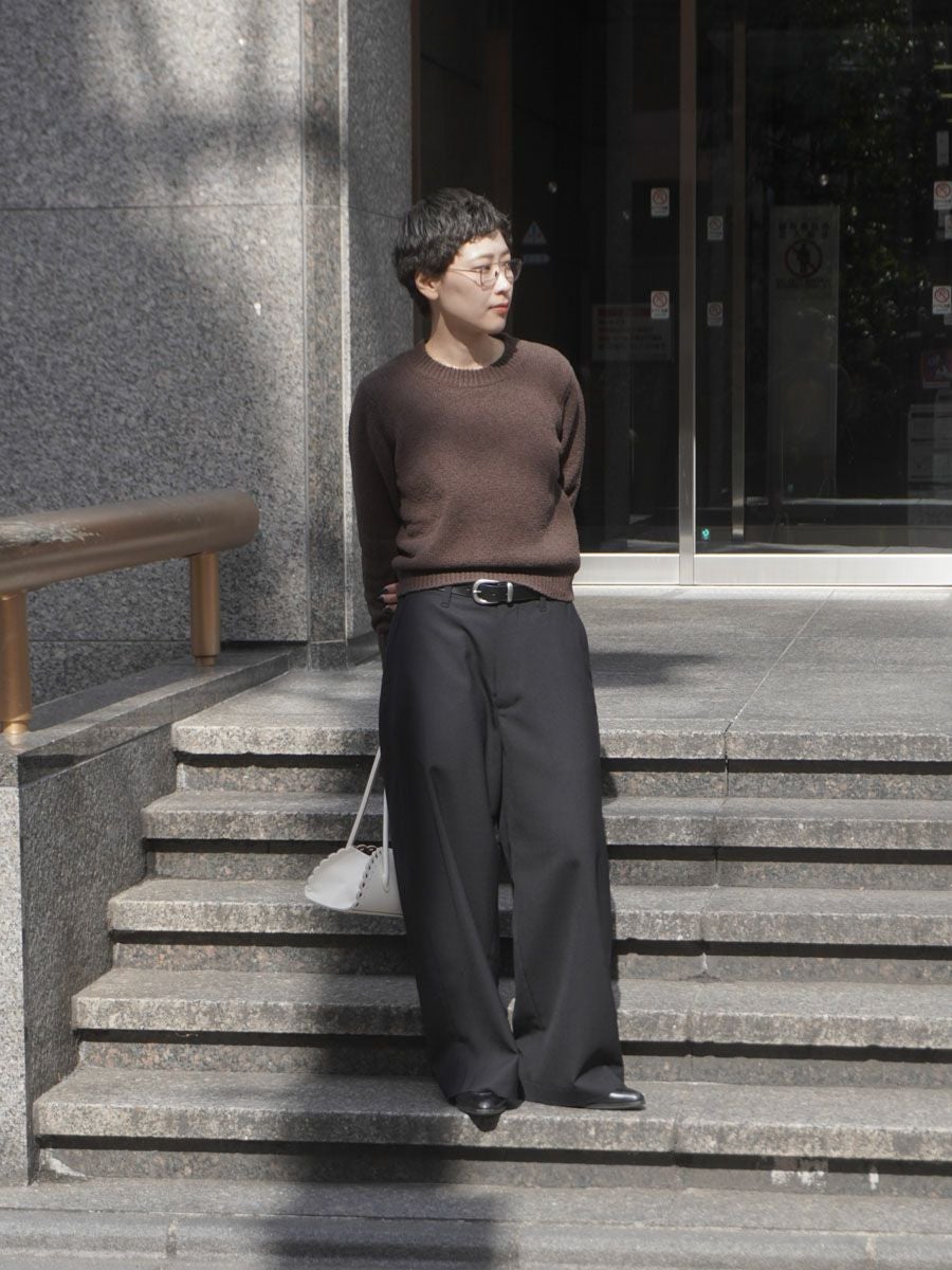 SUMMER WOOL WIDE TROUSERS[BLACK] | 1LDK (ワンエルディーケー) 公式