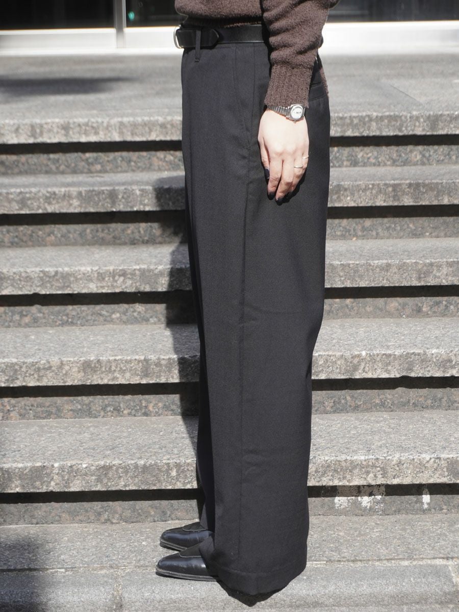 SUMMER WOOL WIDE TROUSERS[BLACK] | 1LDK (ワンエルディーケー) 公式