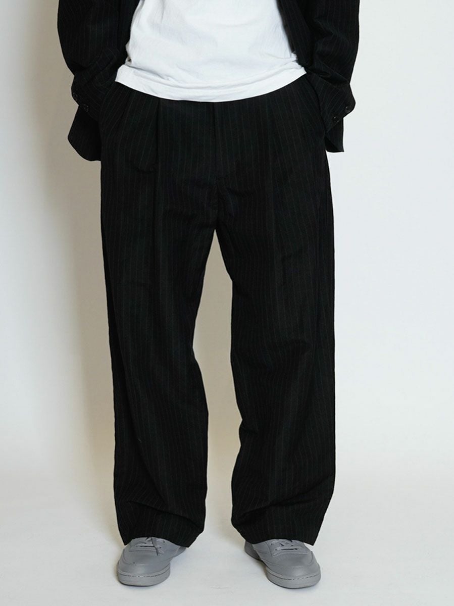 WOOL LINEN 2 TUCK TROUSERS[STRIPE] | 1LDK (ワンエルディーケー