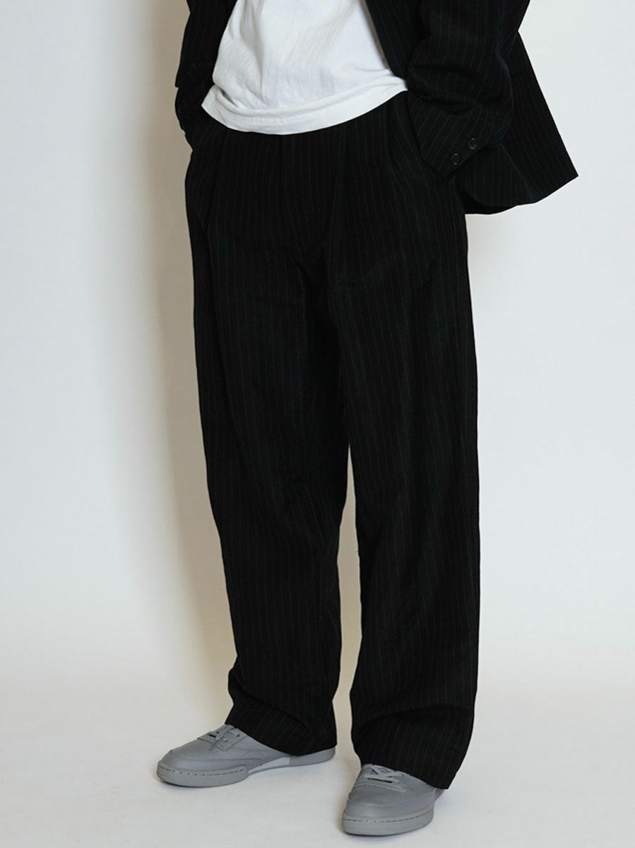 WOOL LINEN 2 TUCK TROUSERS[STRIPE] | 1LDK (ワンエルディーケー