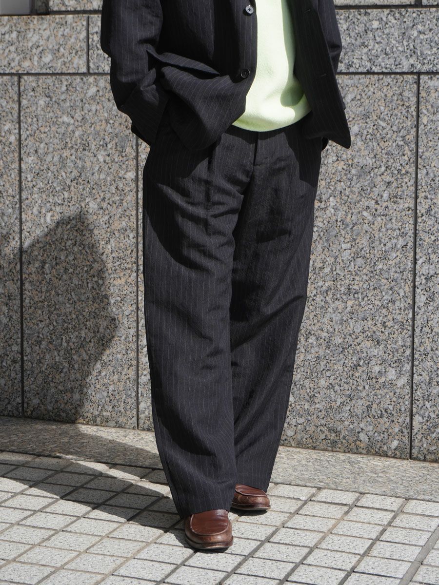 WOOL LINEN 2 TUCK TROUSERS[STRIPE] | 1LDK (ワンエルディーケー