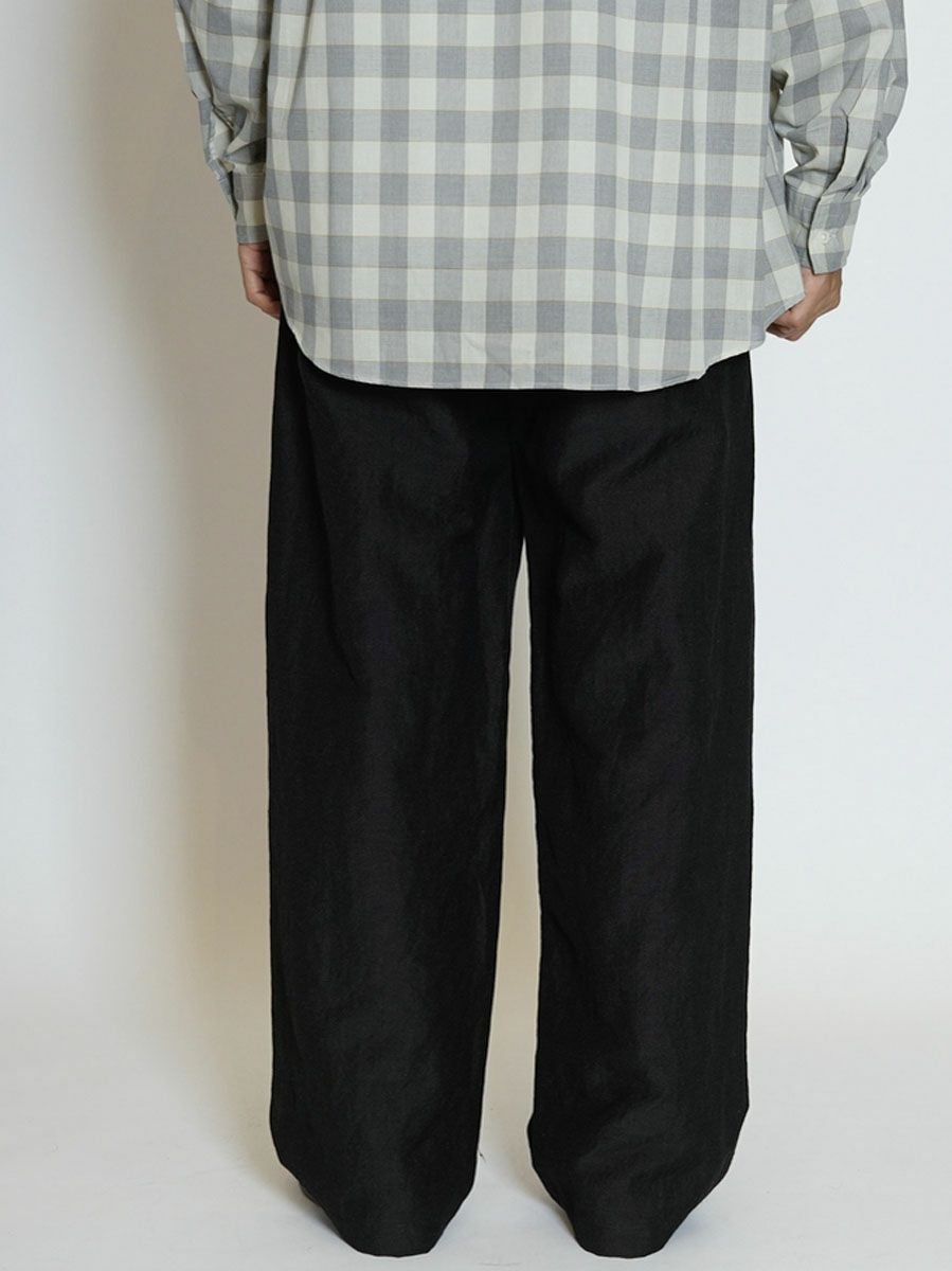 WOOL LINEN 2 TUCK TROUSERS[CHARCOAL] | 1LDK (ワンエルディーケー