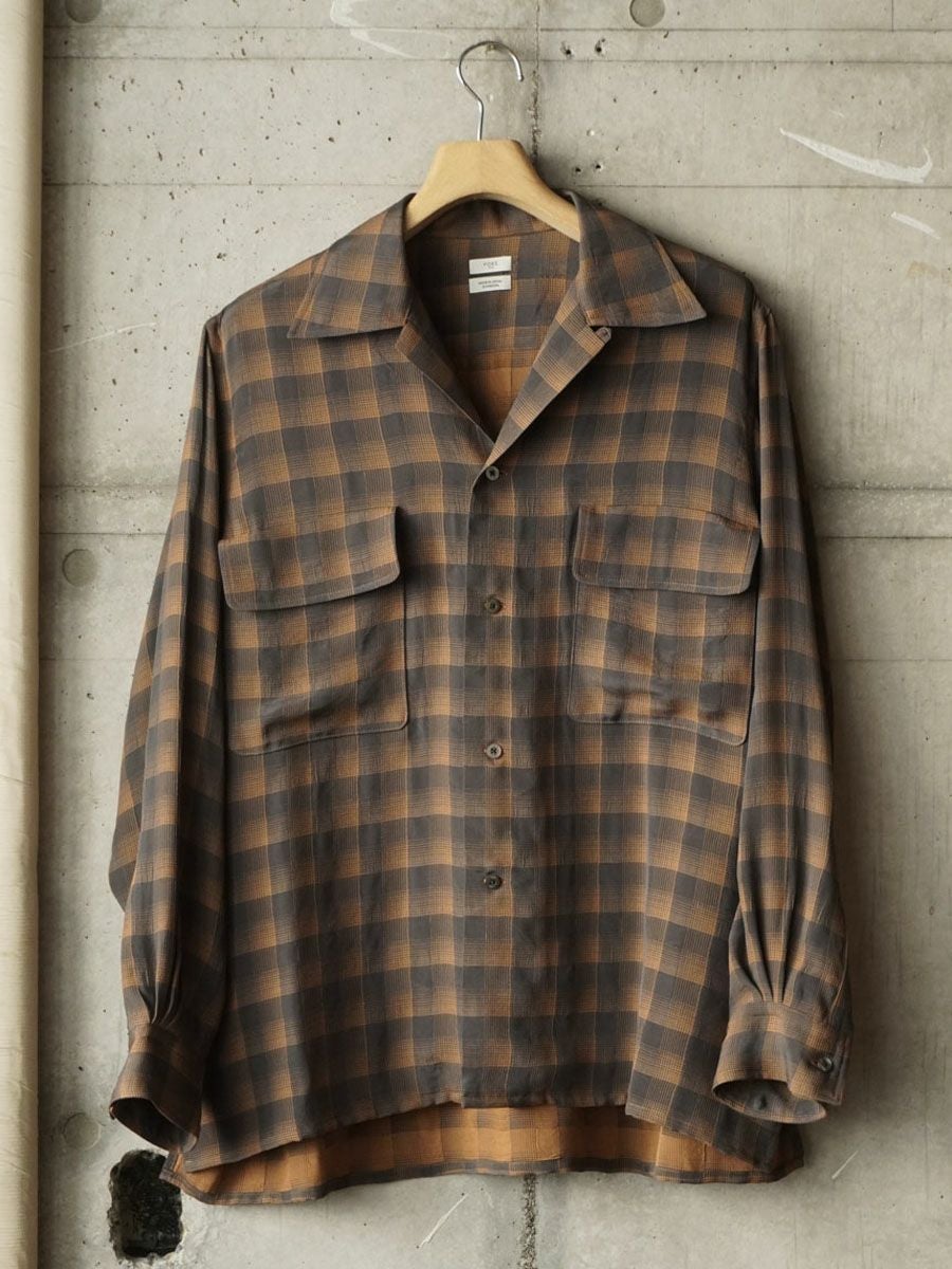 Jacquard Plaid Open Collar Shirt[ORANGE] | 1LDK (ワンエルディー