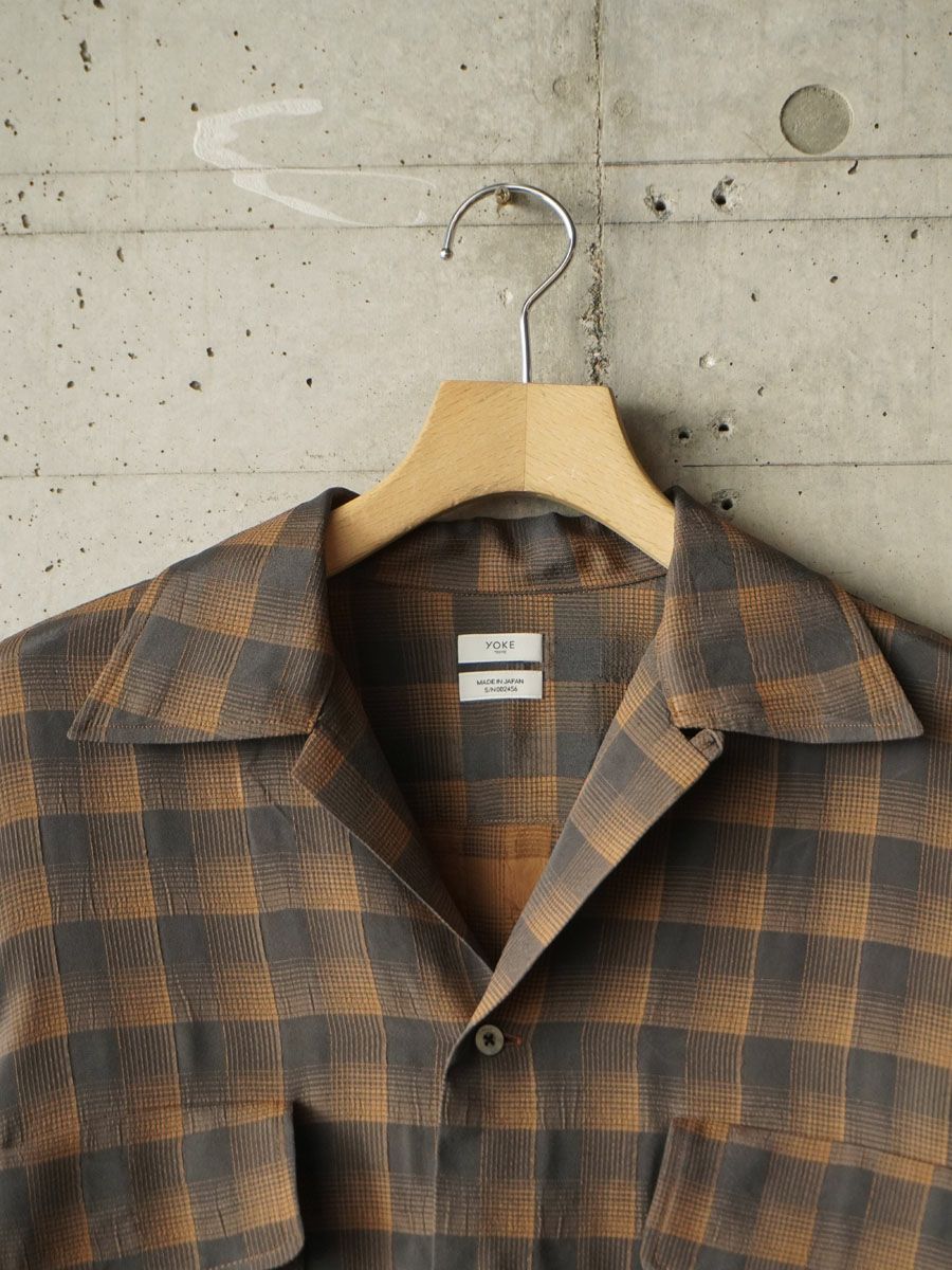 Jacquard Plaid Open Collar Shirt[ORANGE] | 1LDK (ワンエルディー
