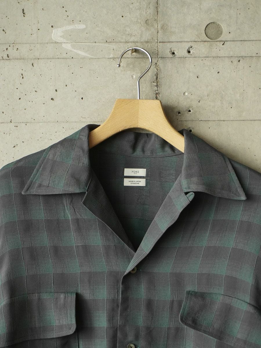 Jacquard Plaid Open Collar Shirt[GREEN] | 1LDK (ワンエルディーケー