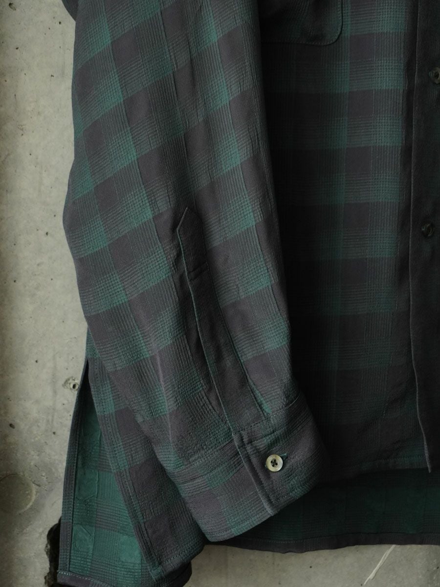Jacquard Plaid Open Collar Shirt[GREEN] | 1LDK (ワンエルディーケー