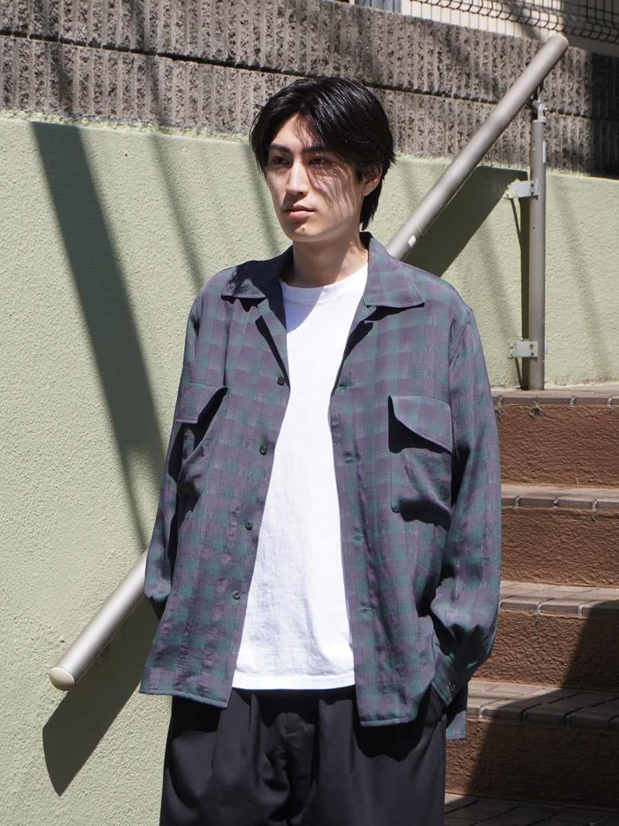 Jacquard Plaid Open Collar Shirt[GREEN] | 1LDK (ワンエルディーケー