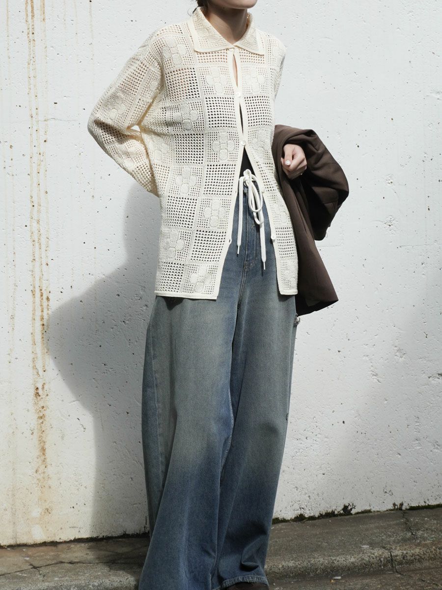 Cotton Lace Stitch Cardigan[IVORY] | 1LDK (ワンエルディーケー