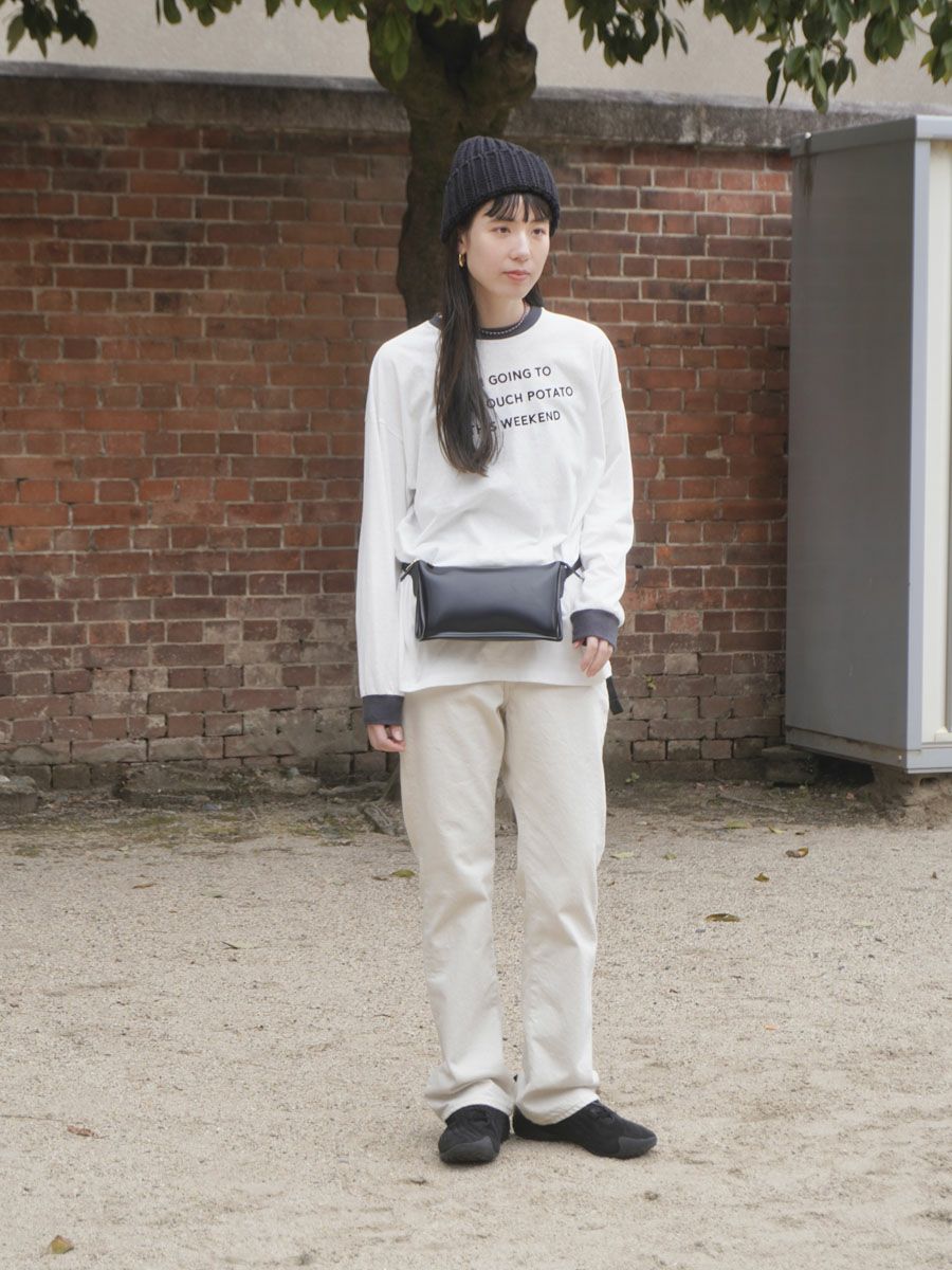 Flocked Vintage Jersey L/S Ringer Tee[WHITE] | 1LDK (ワンエル