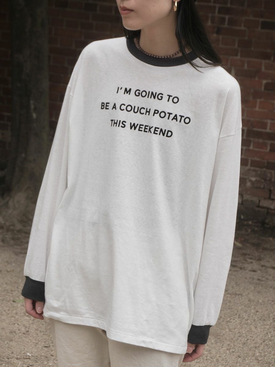 Flocked Vintage Jersey L/S Ringer Tee[WHITE] | 1LDK (ワンエル