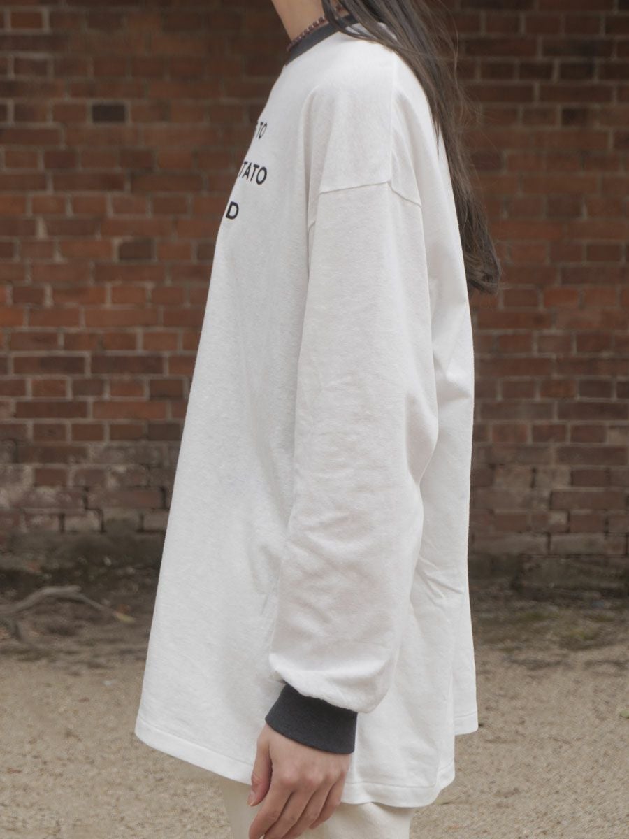 Flocked Vintage Jersey L/S Ringer Tee[WHITE] | 1LDK (ワンエル
