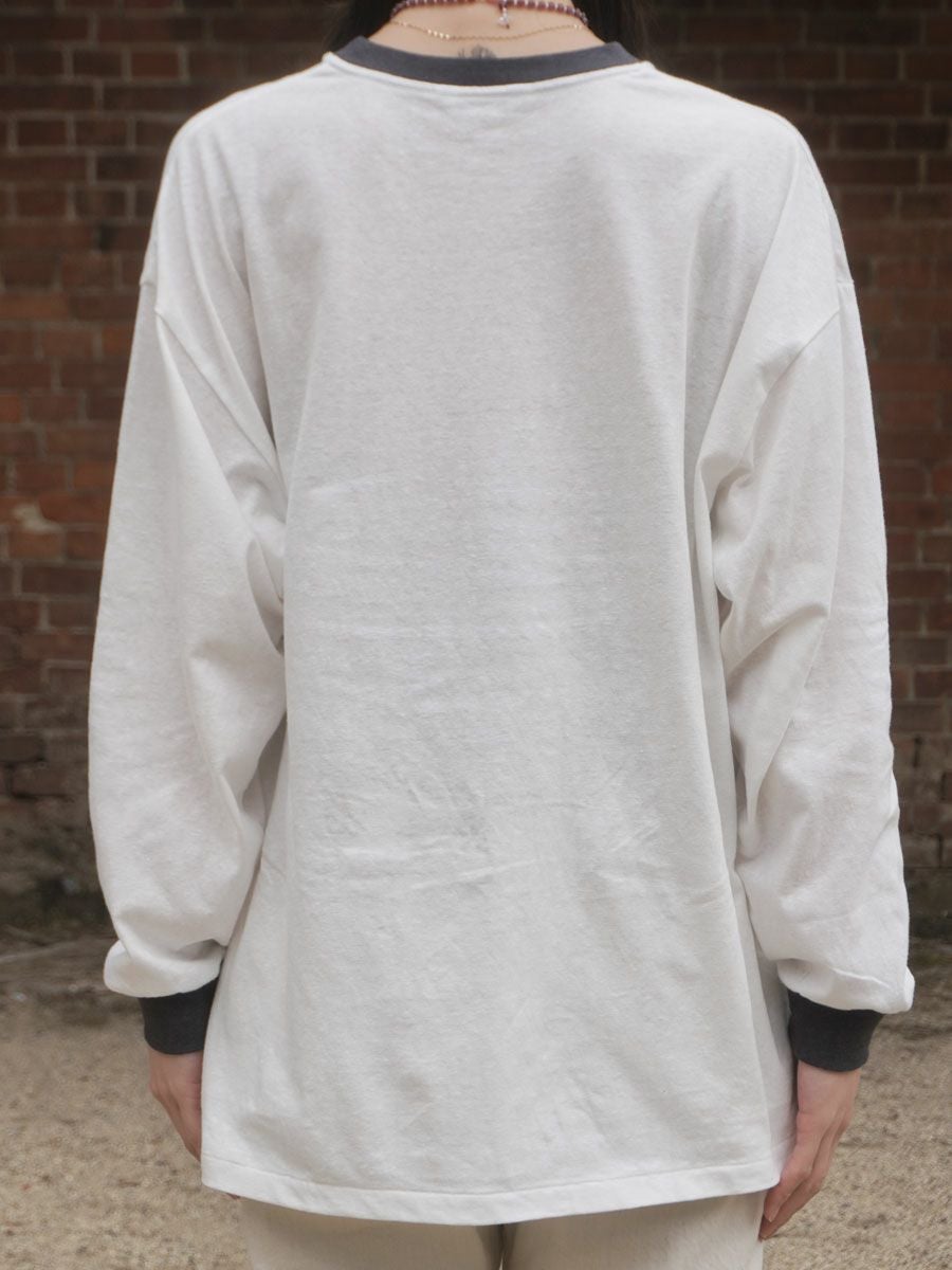 Flocked Vintage Jersey L/S Ringer Tee[WHITE] | 1LDK (ワンエル