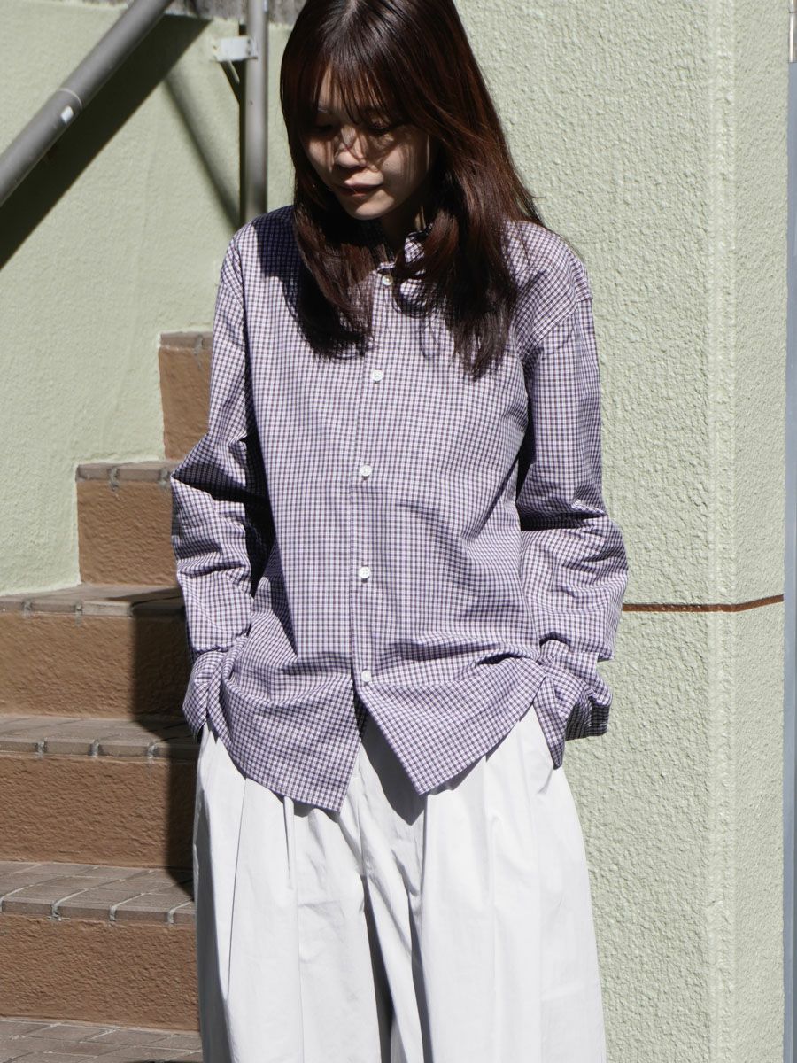 MY__ CHECKED REGULAR COLLAR SHIRT 長袖シャツ MY BASIC REGULAR COLLAR SHIRT MINI CHECK[BROWN] | 1LDK (ワンエル