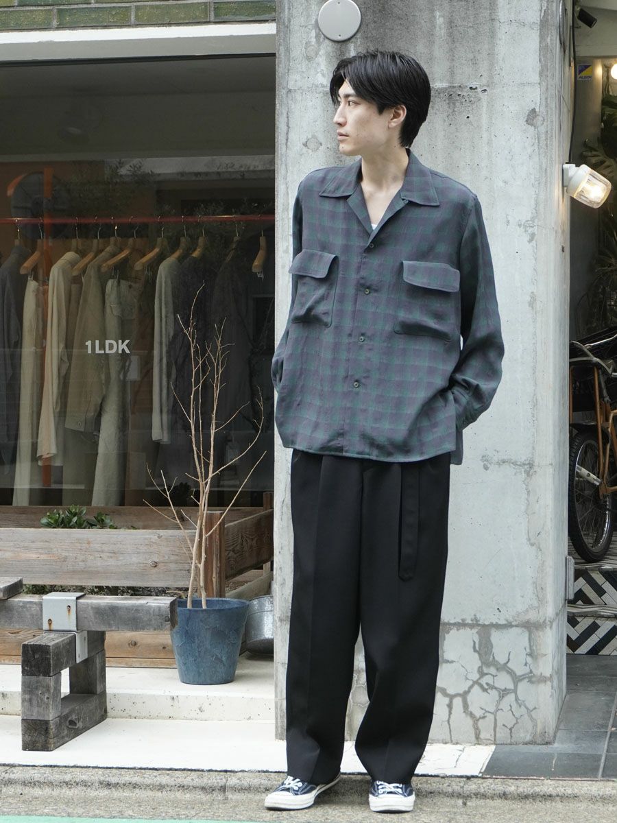 MENS】THE SLACKS BELTED 2 TUCK[BLACK] | 1LDK (ワンエルディーケー