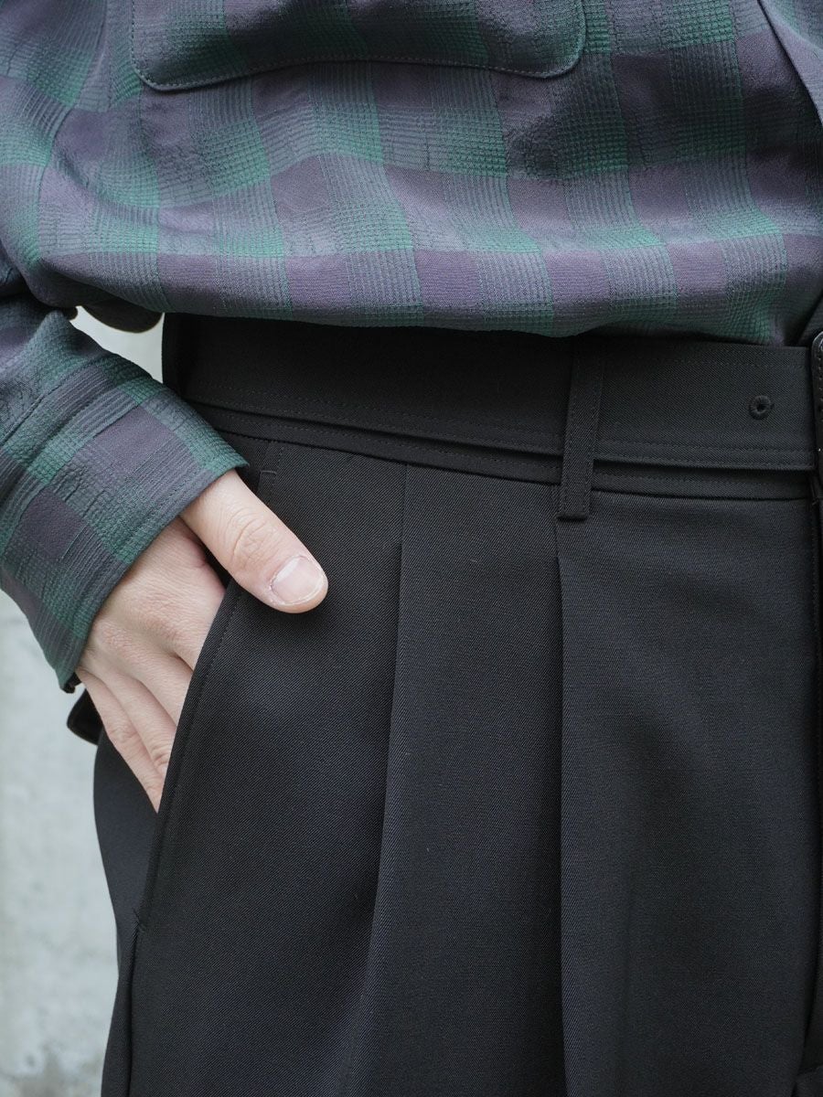 MENS】THE SLACKS BELTED 2 TUCK[BLACK] | 1LDK (ワンエルディーケー