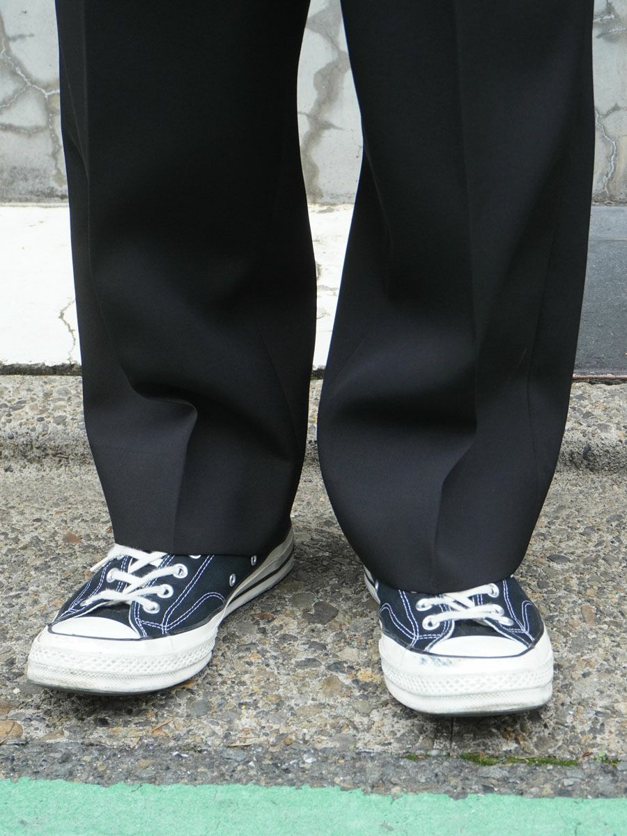 MENS】THE SLACKS BELTED 2 TUCK[BLACK] | 1LDK (ワンエルディーケー