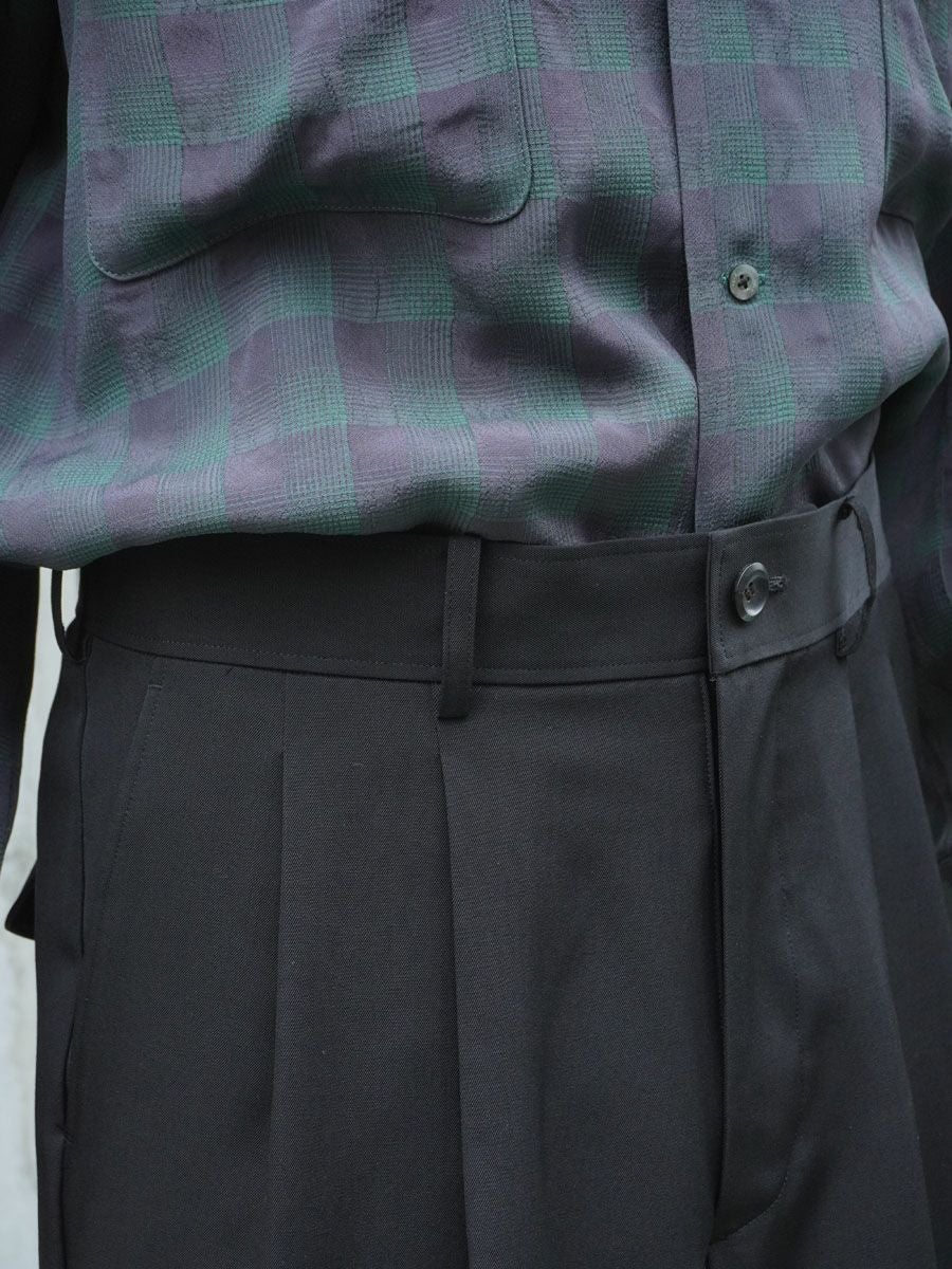 MENS】THE SLACKS BELTED 2 TUCK[BLACK] | 1LDK (ワンエルディーケー