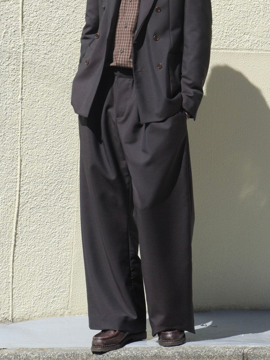 【新品未使用タグ付】aere layered pants size38 TRACE PLEATED MOHAIR DRAWSTRING TROUSERS[DARK CHOCOLATE BROWN