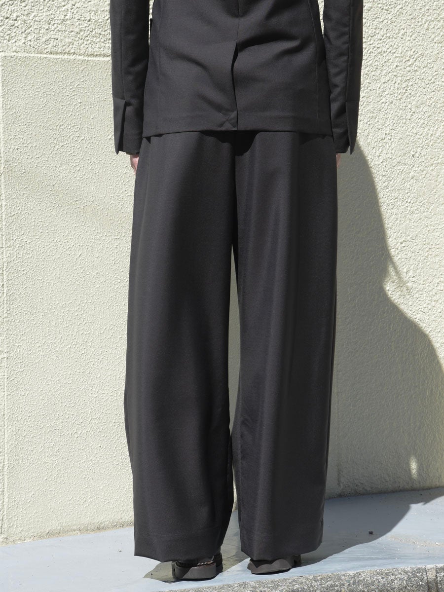TRACE PLEATED MOHAIR DRAWSTRING TROUSERS[DARK CHOCOLATE BROWN