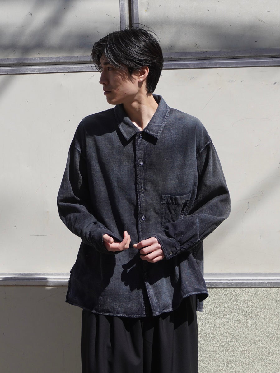 BRUSHSTROKE AGING SHIRT[BLACK] | 1LDK (ワンエルディーケー) 公式サイト