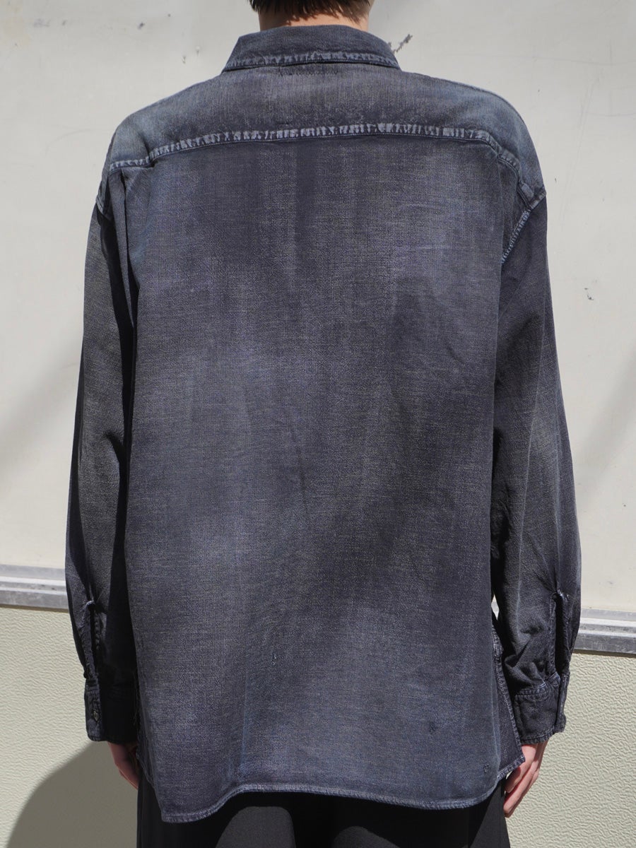 BRUSHSTROKE AGING SHIRT[BLACK] | 1LDK (ワンエルディーケー) 公式サイト