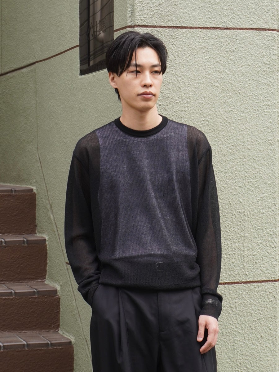 PE/RAMIE KNIT CREW NECK LS[BLACK] | 1LDK (ワンエルディーケー) 公式