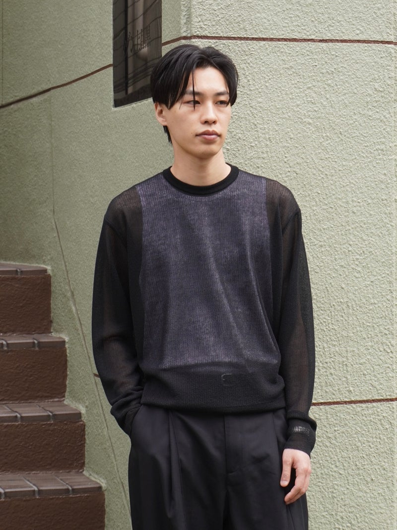 PE/RAMIE KNIT CREW NECK LS[BLACK] | 1LDK (ワンエルディーケー) 公式 