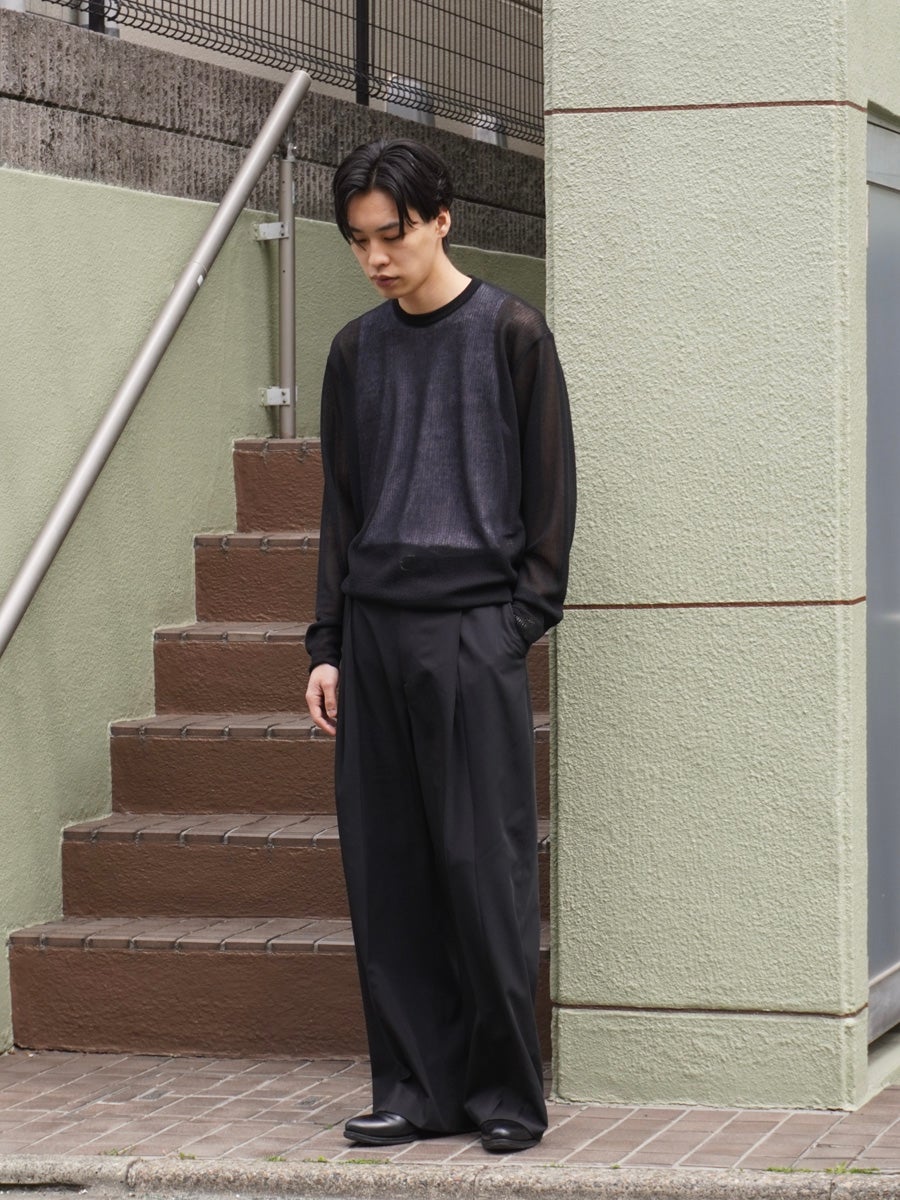 PE/RAMIE KNIT CREW NECK LS[BLACK] | 1LDK (ワンエルディーケー) 公式