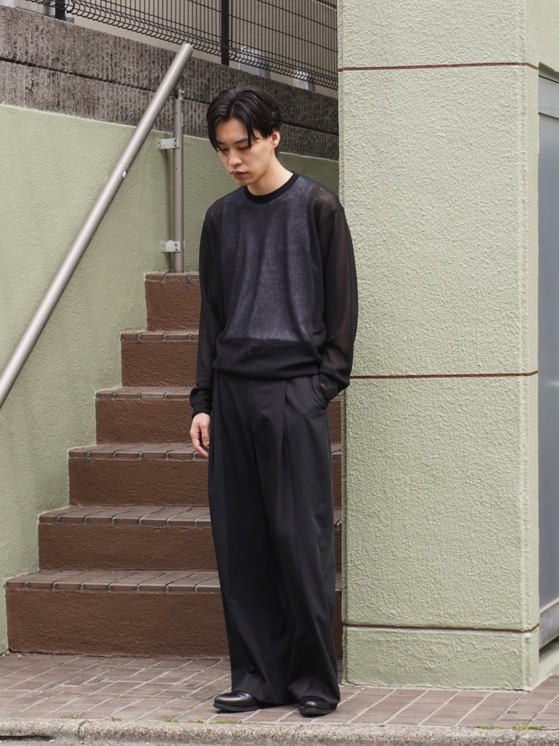 PE/RAMIE KNIT CREW NECK LS[BLACK] | 1LDK (ワンエルディーケー) 公式 