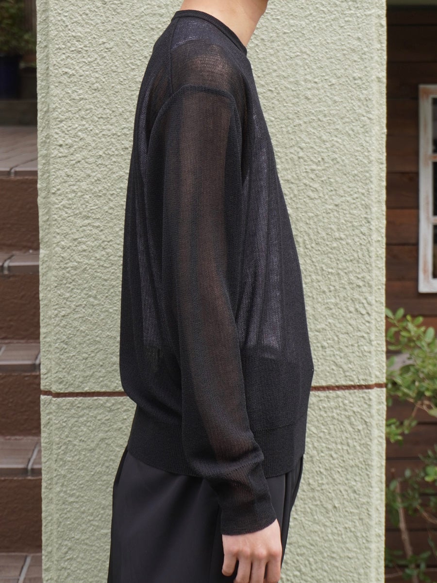 PE/RAMIE KNIT CREW NECK LS[BLACK] | 1LDK (ワンエルディーケー) 公式
