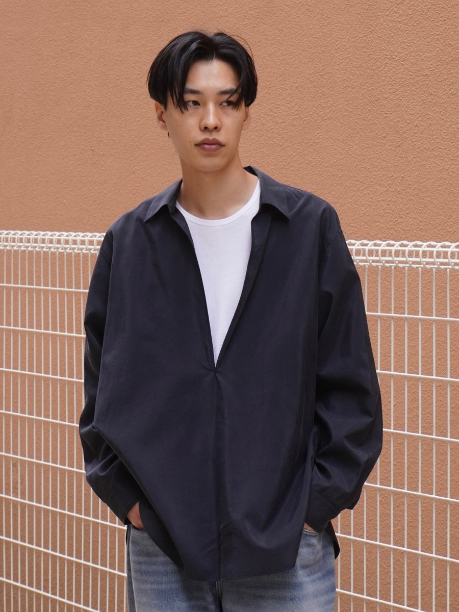 SILK NYLON SKIPPER SHIRT[BLACK] | 1LDK (ワンエルディーケー) 公式サイト