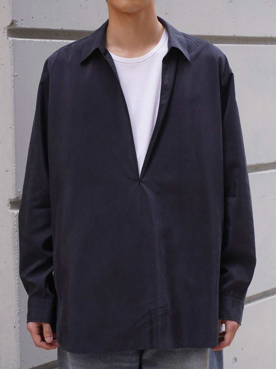 SILK NYLON SKIPPER SHIRT[BLACK] | 1LDK (ワンエルディーケー) 公式サイト