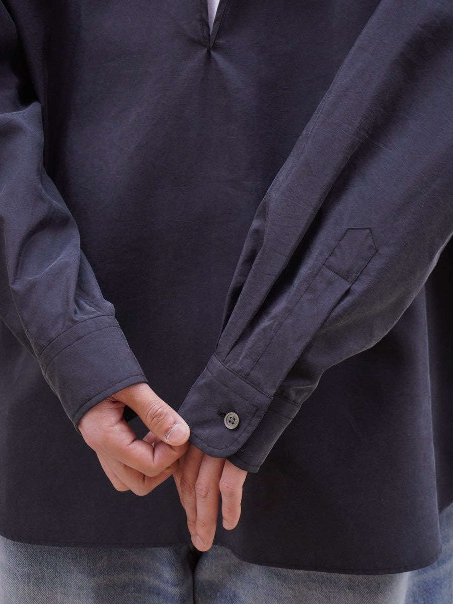 SILK NYLON SKIPPER SHIRT[BLACK] | 1LDK (ワンエルディーケー) 公式サイト