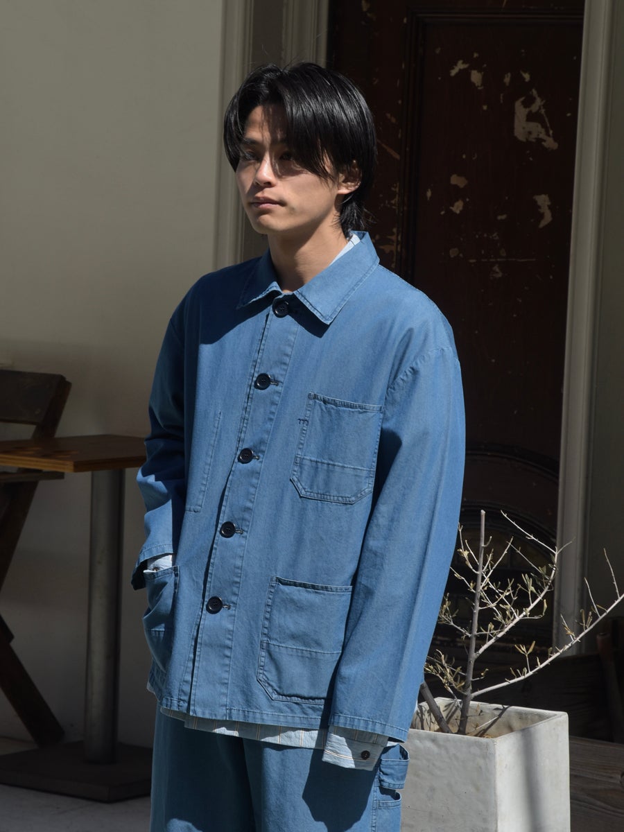BILL UNLINED CHAMBREY COTTON WORKWEAR JACKET[CHAMBRAY BLUE] | 1LDK