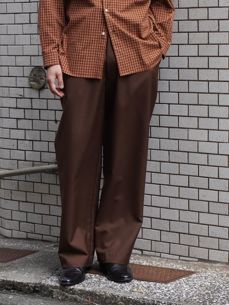 MOHAIR POPLIN STRAIGHT SLACKS[BROWN] | 1LDK (ワンエルディーケー