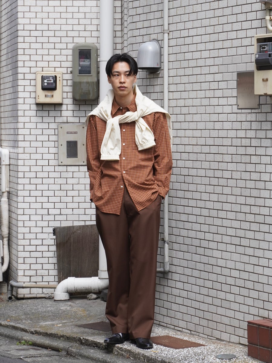 MOHAIR POPLIN STRAIGHT SLACKS[BROWN] | 1LDK (ワンエルディーケー