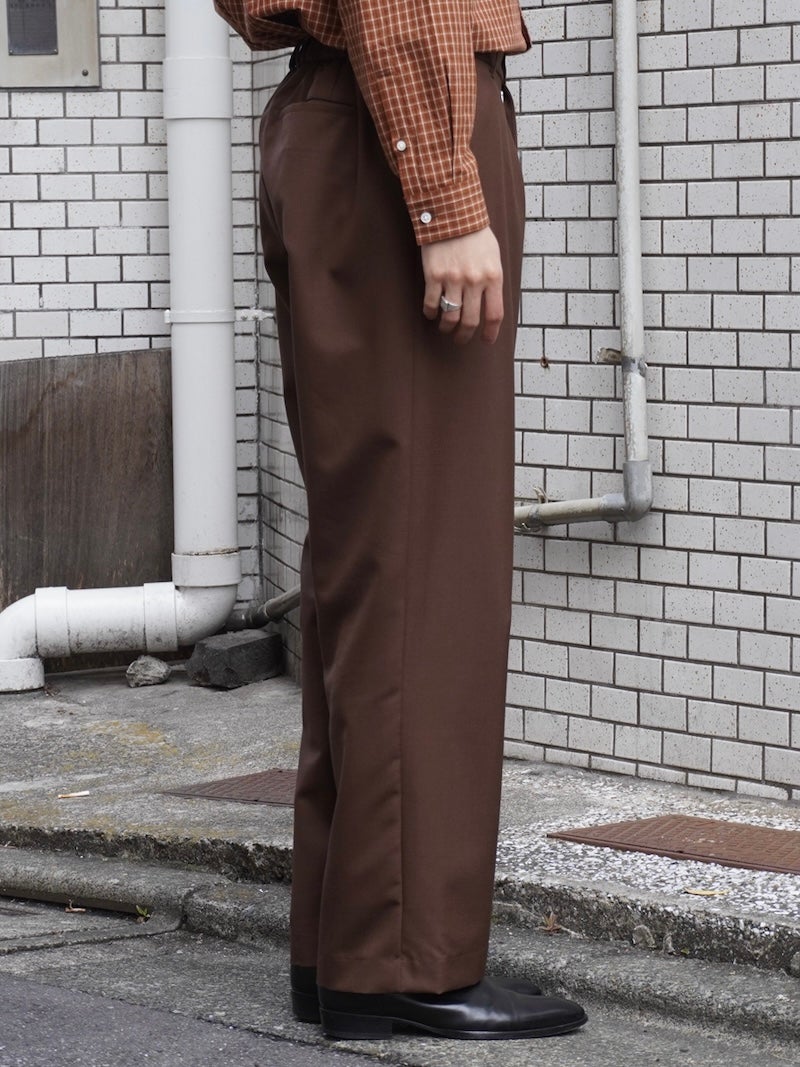 MOHAIR POPLIN STRAIGHT SLACKS[BROWN] | 1LDK (ワンエルディーケー