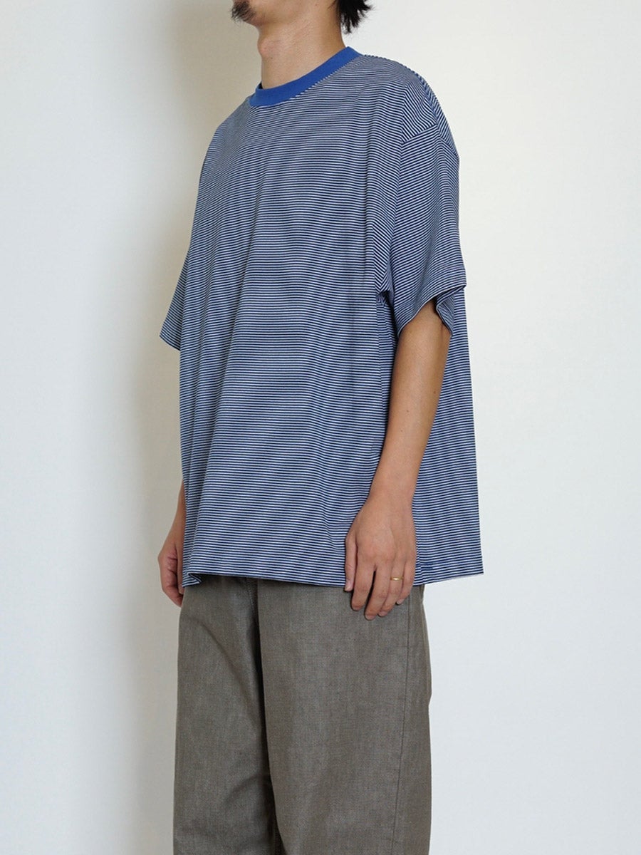 MERCERIZATION BORDER WIDE S/S TEE[BLUE] | 1LDK (ワンエルディーケー