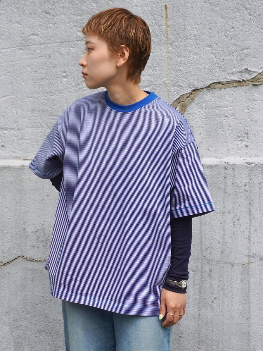 MERCERIZATION BORDER WIDE S/S TEE[CHARCOAL] | 1LDK (ワンエルディー