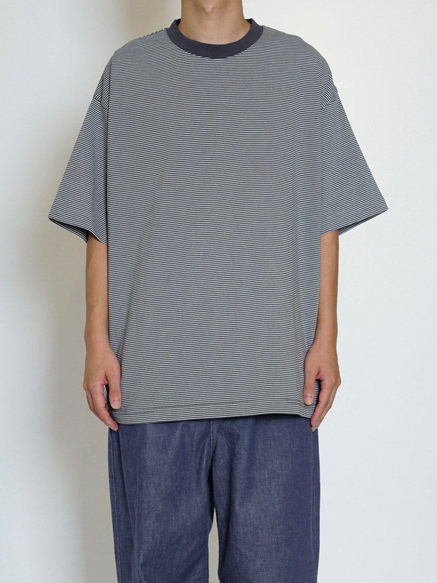 MERCERIZATION BORDER WIDE S/S TEE[CHARCOAL] | 1LDK (ワンエルディー