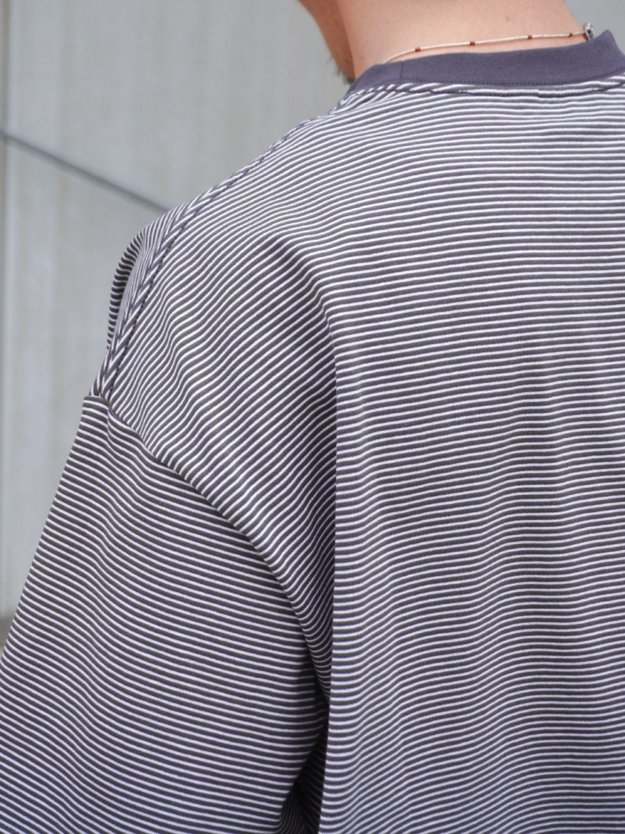 MERCERIZATION BORDER WIDE S/S TEE[CHARCOAL] | 1LDK (ワンエルディー