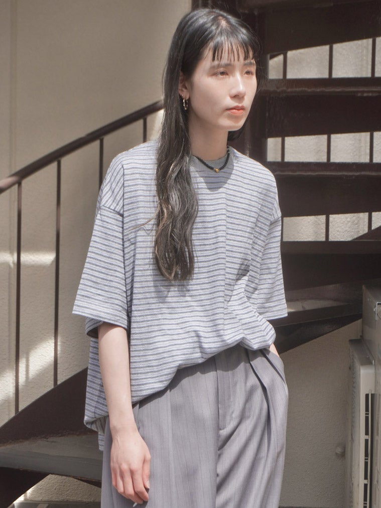 BORDER WIDE S/S TEE[GRAY] | 1LDK (ワンエルディーケー) 公式サイト